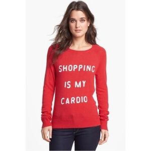 WildFox White Label Shopping is My Cardio red angora rabbit hair blend sweater